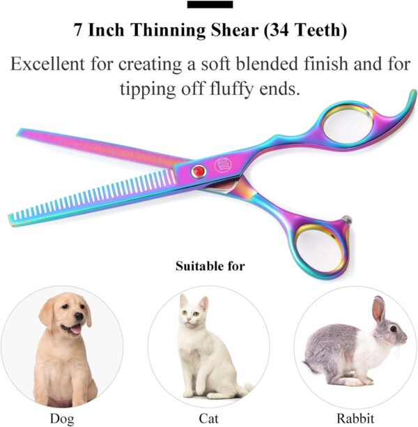 Professional Dog Grooming Scissors Set, 7 Inch/8 Inch Pet Grooming Scissors Chunkers, Curved, Thinning Shears for Dog with Comb - Image 2