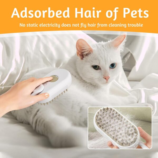 Cat Steam Brush 3 In1 Steamy Cat Brush Rechargeable Cat Brush With Spray Dog Brush Self Cleaning Steam Cat Brush Multifunctional Cat Grooming Brush for Massages,Treatments, Eliminate Flying Hair - Image 4