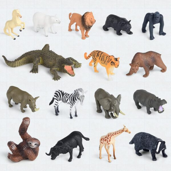 ELECLAND 16Pcs Jungle Zoo Animals Figurines, Safari Animal Figures Toys, Woodland Animal Figures, Mini Animal Cake Toppers Kids' Play Figures for Birthday Party Decorations, Christmas Home Decorations - Image 3