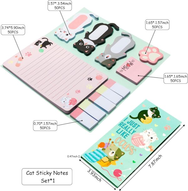 EGuangwiua 550Sheet I Just Really Like Cat Sticky Notes Cute Cartoon Cats Pet Paw Self-Adhesive Writing Notepads Animal Tabs Page Markers for Kids Students Gift Back to School Reward Office Supplies - Image 2