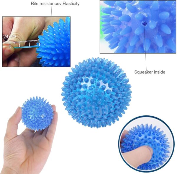 Voarge 3Pcs Squeaky Dog Ball Toys, Dogs Chew Spiky Ball, Toss Fetch Toys for Puppy, Ideal for Medium and Small Dogs Teeth Cleaning Supplies for Small and Medium Dogs - Image 2