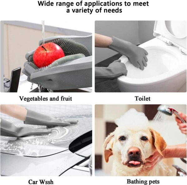 ZKSMNB Pet Grooming Gloves, Gentle Dog Bathing Scrubber Gloves, Silicone Hair Removal Gloves with High Density Teeth Efficient Pet Hair Remover Mitt for Cats, Dogs - Image 5