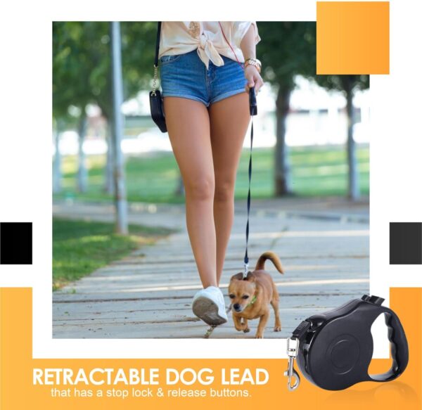 Extendable Dog Lead Heavy Duty Retractable Dog Lead Pet With One Handed Brake Release Button Easy Grip Handle Suitable For Small And Medium Dog Leash Outdoor Walking Training Pet Supplies 5M(1Pc) - Image 5