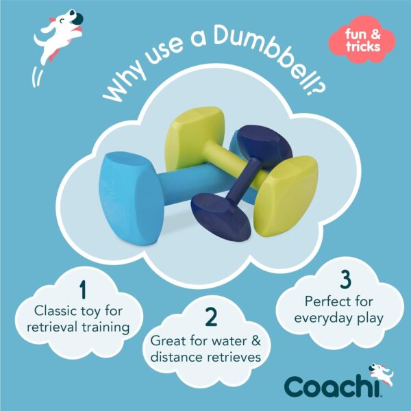 Coachi Training Dumbbell,Floats, Long Distance Throwing,Classic Retrieval Toy, Gundog and Puppy Training. Dog Accessory,Super Tough & Strong,Suitable for Small Dogs and Puppies,Navy - Image 2