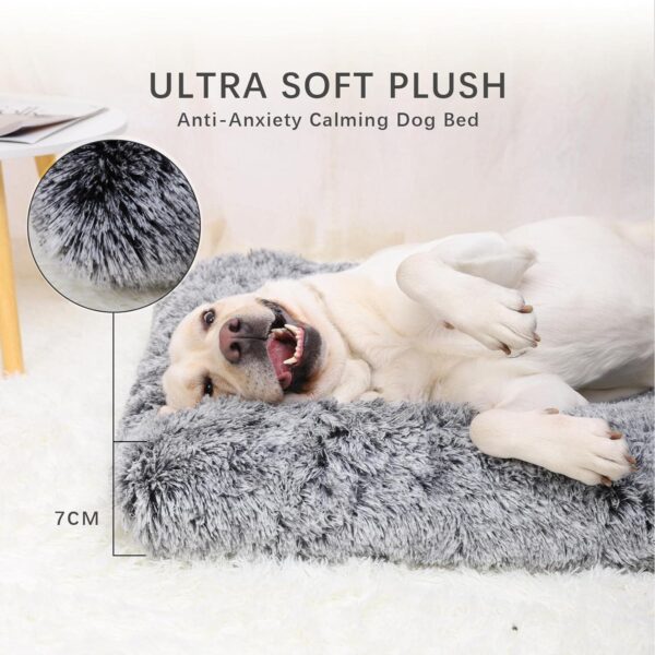 Jaspuriea Large Dog Bed Washable Dog Crate Mattress Calming Fluffy Anti Anxiety Dog Beds Deluxe Plush Dog Mat with Anti-Slip Bottom,90x60x8cm - Image 2