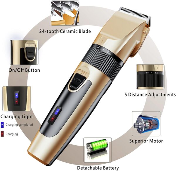 Bonve Pet Dog Clippers Professional,Dog Grooming kit,Low Noise Rechargeable Cordless Pet Grooming Clippers&Dog Grooming Accessories for Dog Clippers, Cat Clippers and for Other Pets - Image 3