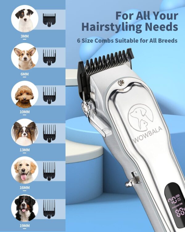 Dog Clippers for Grooming for Thick Coats: Low Noise Rechargeable Cordless Pet Shaver - Dog Grooming Kit for for Heavy Hair - Image 7