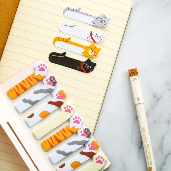 12 Pieces Cute Cat Pens Cats Design Gel Ink Pens Kawaii Writing Pen and 320 Pieces Cute Cat Sticky Notes Page Bookmarks Flags Tab for Cat Lovers Kids Stationery School Office Supplies(Classic Style) - Image 6