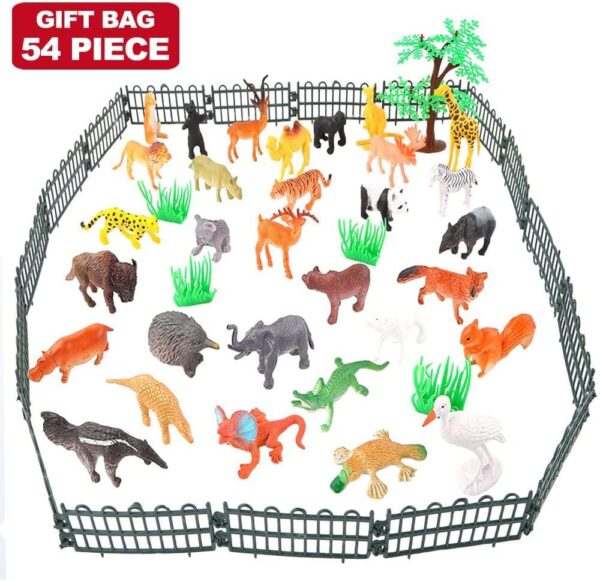 54 Piece Mini Jungle Animals Toys Set,Realistic Wild Animals Figure，Vinyl Pastic Animal Party Favors Toys For Boys Kids Toddlers Forest Small Farm Animals Toys Playset - Image 4