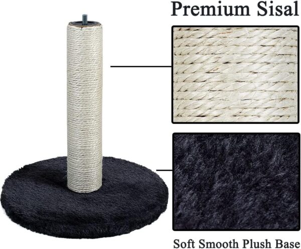 Cat Scratching Post 30cm for Small Kitten with Sisal Rope, Feather & Hanging Toy Ball – Cat Scratcher Board for Cats Indoor Play with Dangling Ball and Covered with Soft Smooth Plush (Grey) - Image 3