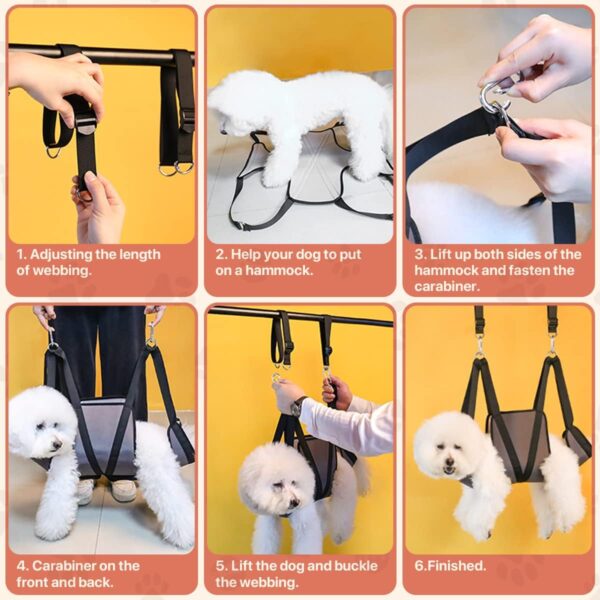 Dog Grooming Hammock Harness, Pet Grooming Helper Dog Sling for Nail Clipping Trimming, Dog Hammock Restraint Bag for Small Medium Breeds Ear/Eye/Hair Care (Small) - Image 5