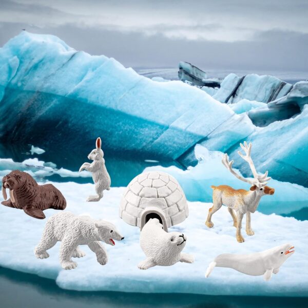 10pcs Polar Animals Figurines,Polar Arctic Animal Toy Figurines Set Arctic Animals Figurines Realistic Polar Animal Models Arctic Circle Ocean Sea Animal Figurines Playset for Kids Educational Toys - Image 3