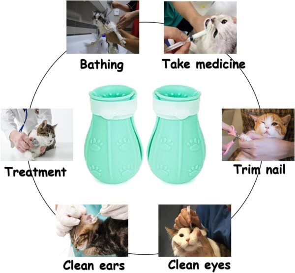 AIFUSI Anti-Scratch Boots for Cats, Cat Claw Covers 4pcs, Adjustable Silicone Cat Shoes Accessories, Nail Protector Gloves, Pet Supplies for Cat Grooming, Bathing, Shaving (Green) - Image 4