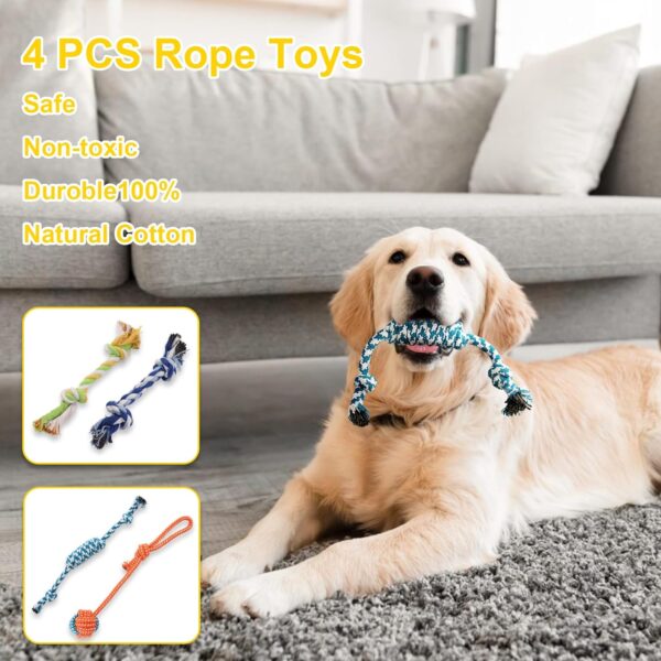 10 Pack Luxury Puppy Toys for Teething Small Dogs,Squeaky Plush Dog Rope Toys Set, Puppy Chew Toys with Cute Squeaky Dog Toys, Ball and More Rope Dog Chew Toys, Xmas Gift for Small and Medium Dogs - Image 6