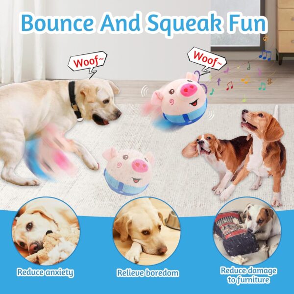 Audasi Active Moving Pet Plush Toy Interactive Dog Toys Talking Moving Dog Toy USB Rechargeable Interactive Washable Cartoon Pig Squeaky Pig Dog Toy Dancing Dog Ball Bouncing Toy for Dog Cat Pets - Image 2