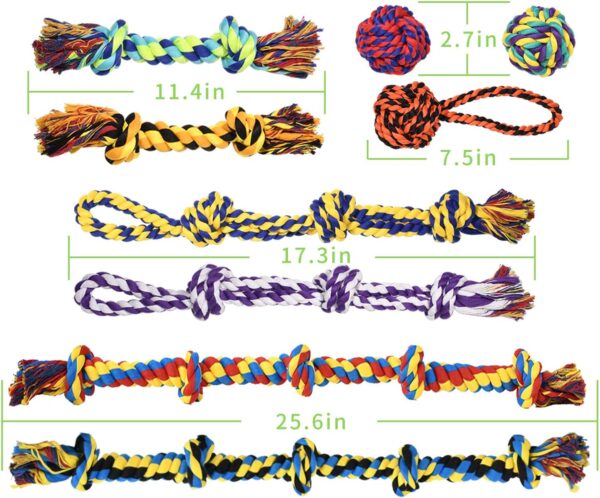 SHARLOVY Large Tough Chew Toys for Aggressive Chewers Large Breed,Heavy Duty Dental Rope Toys Kit for Medium Dogs,5 Knots Indestructible Cotton Puppy Teething Chew Tug Toy (9 pack) - Image 9