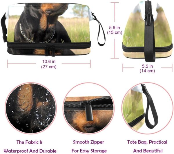 Cosmetic Bag for Women, Adorable Roomy Makeup Bags Travel Water Resistant Toiletry Bag Accessories Organizer, Dog Animal Rottweiler Pet - Image 5