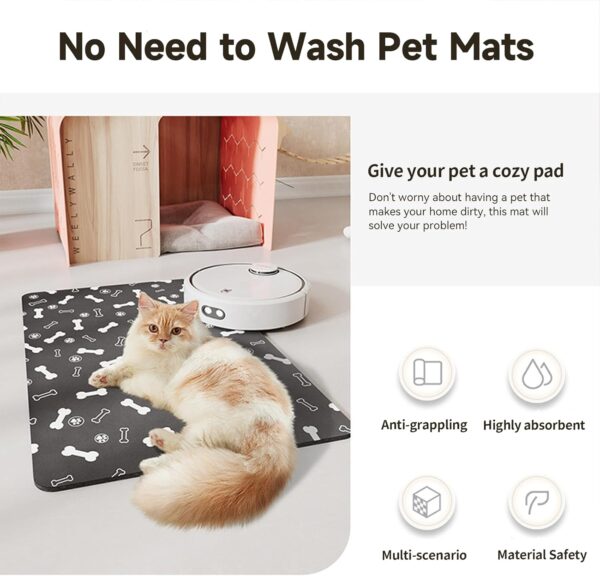 Dog Bowl Mat, Absorbent Dog Food Mat, No Stains Cat Bowl Mat for Food and Water, Easy to Clean Pet Placemats, Quick Dry Dog Water Dispenser Mat, Pet Accessories Supplies(Light Gray，35 * 50cm) - Image 4