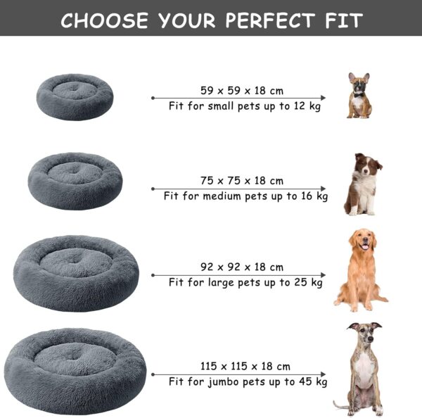 Mirkoo Dog Beds Calming Donut Pet Bed Washable Anti Anxiety Faux Fur Pet Bed, Round Fluffy Plush Dog Bed for Large Medium Small Dogs (L/XL/XXL/XXXL) - Image 3