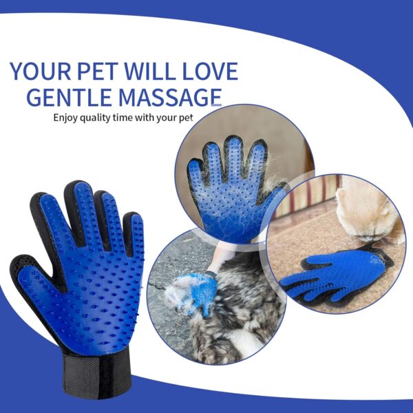 WELHAEPI 1 Pair/2 Pcs Pet Dog Cat Grooming Gloves, Pet Hair Remover Mitts, Deshedding Brush Gloves, Hair Remover Mitt Massage Gloves Brush Mitts for Long Short Fur Hair Dogs Cats Rabbits - Blue - Image 4