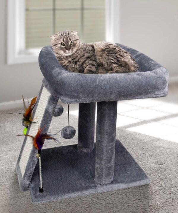 TWDEPART Cat Tree Cat Tower with Cat Scratching Post for Indoor Cats,Activity Centre Climbing Tree Cat Furniture with Playful Toy Balls,Grey… - Image 7