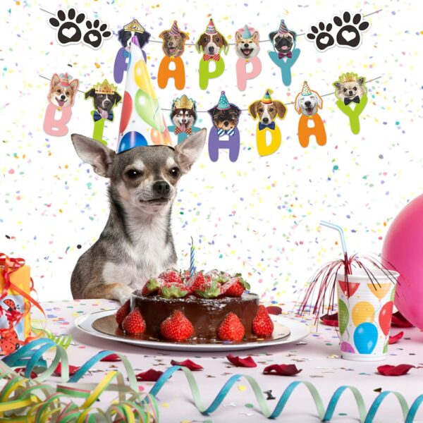 Puppy Happy Birthday Banner Colorful - Puppy Birthday Banner Dog Birthday Party Supplies Dog Face Happy Birthday Sign Garland For Birthday Party Decoration 16.4ft - Image 6