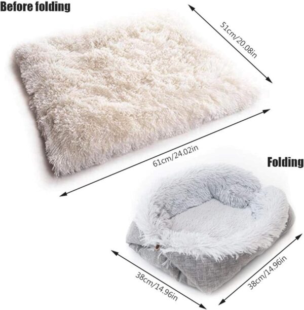 Hamkaw Self-warming Dog Bed Foldable Convertible Self Heating Plush Cat Bed Nest Machine Washable & Removable Thermal Pet Cushion Pad Mat Blanket for Travel Home Indoor Outdoor - Improved Sleep - Image 3