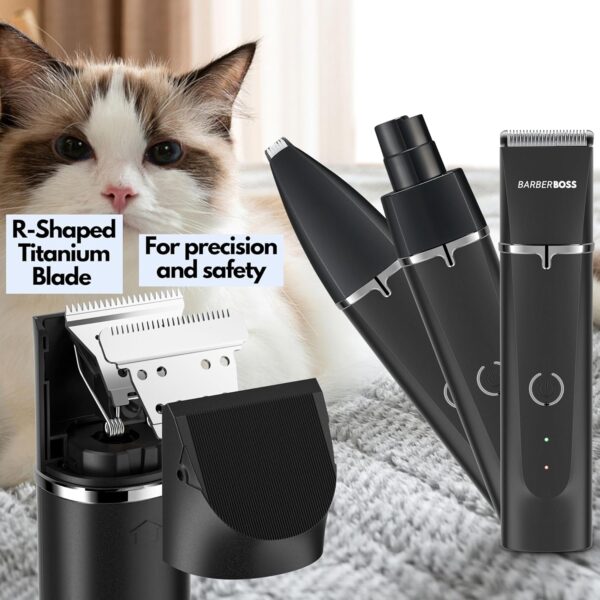 BarberBoss Dog Grooming Kit, Dog Trimmer for Grooming, Dog Clippers Professional for Thick Hair, Dog Clippers Cordless, Cat Clippers for Matted Fur, Pet Grooming Kit QR-9092 - Image 3