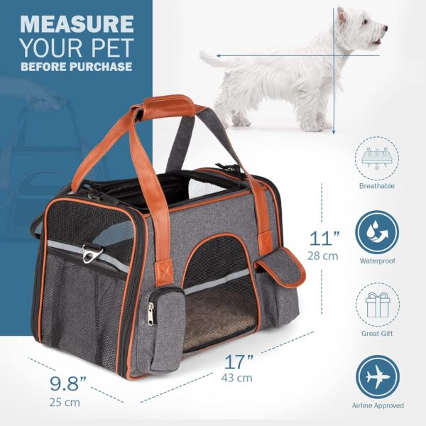 Airline Approved Dog Cat Carrying Bag. Travel Bag Ideal for use with Small to Medium Cats and Dogs. Use as Puppy Travel Bag, Big cat Carrier Bag. Strong Stable for top Loading with Free Accessories - Image 4