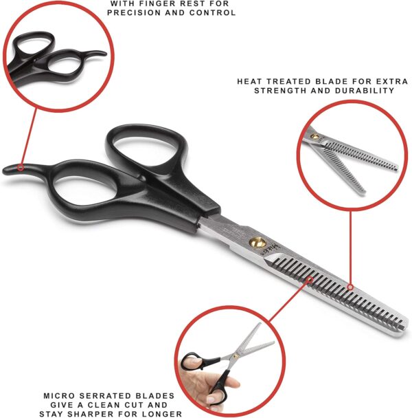 Mikki Dog, Cat Double Thinning Grooming Scissors - Pet Shears with Toothed Blade for Thick Coats - Image 3