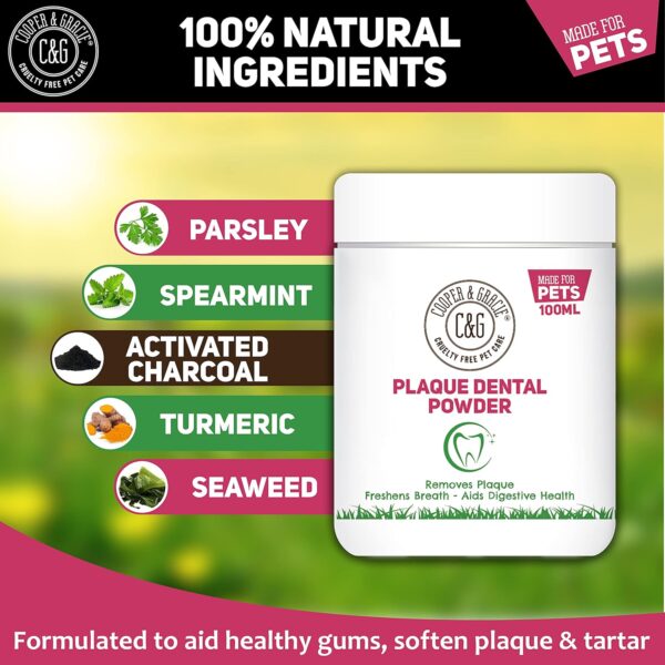 C&G Pets | Plaque Dental Powder 100ML | Plant Based Antibacterial Dog Mouthwash Plaque Off | Natural Ingredients Dog Plaque Remover | Ideal for Dog Dental Care Plaque Off Dogs Plaque Off - Image 6