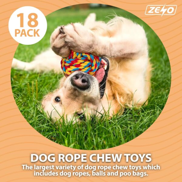 ZENO Dog Toys | Rope Chew Toys for Dogs | Strong Rope, Ball & Tug for Teething & Training | Puppy Teething Toys | 100% Natural Cotton | Great for Small, Medium & Large Puppies & Adults (18 Pack) - Image 2