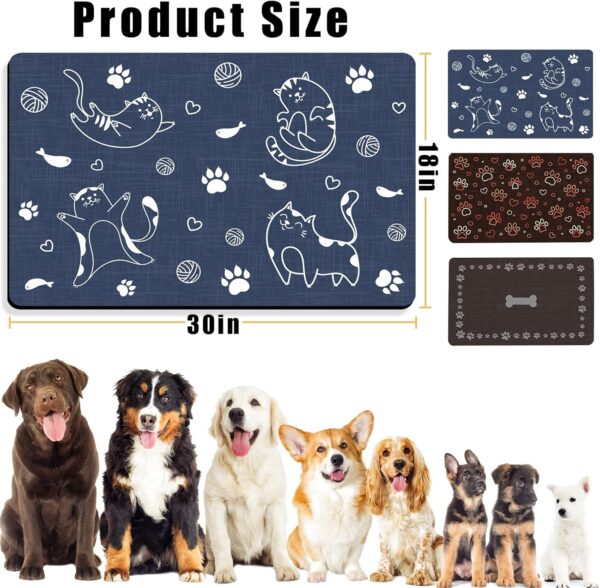 Pet Feeding Mat Absorbent Dog Food Mat No Stains Waterproof Dog Mat for Food and Water, Easy Clean Puppy Supplies Dog Accessories for Messy Drinkers(Blue-44x75 cm） - Image 4