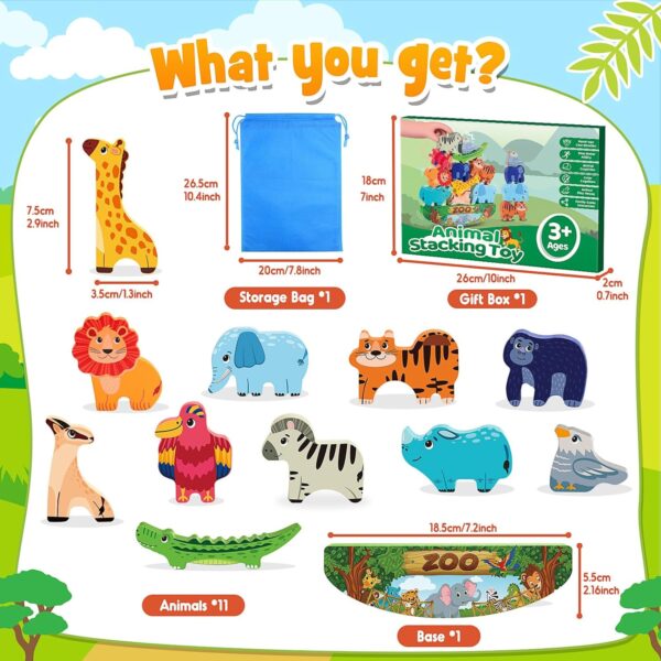 DejaNard Toys for 2-5 Year Old Girls Boys, Kids Toys Age 2 3 4 5 6 Stacking Blocks Wooden Animals Toys for 1 2 Year Olds Boys Toys Age 2-6 Year Old Boy Gifts Building Blocks Gift for 2-5 Year Old Girl - Image 7