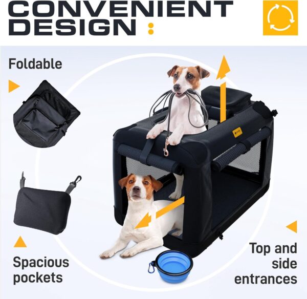 PetProved Dog Travel Crate Dog Carrier Cat Carrier Large Pet Carrier for Medium Dogs Puppy Carrier Soft Fabric Dog Car Crate Collapsible for Car - Image 3