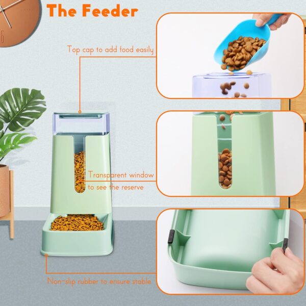 Automatic Pet Feeder Small&Medium Pets Automatic Food Feeder and Waterer Set 3.8L, Travel Supply Feeder and Water Dispenser for Dogs Cats Pets Animals (light green) - Image 3