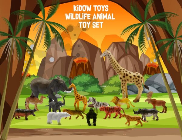 Kidow Toys 22pcs Wild Animal Set, Mini Figurines Animal Jungle For Kids, Realistic Forest Animals Toys For Kids & Accessories, Educational Animal Figures Play For Toddlers… - Image 5