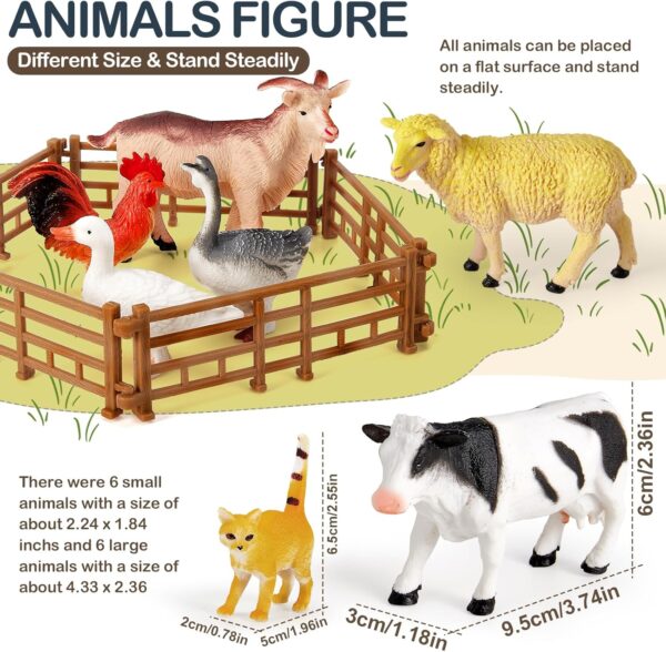 BUYGER Farm Animals Toys Sets for 3 4 5 Years Olds, Large and Mini Size Animals Figure, Take Apart Farmyard Truck House Fence Gifts for Kids Toddler Boys Girls - Image 3