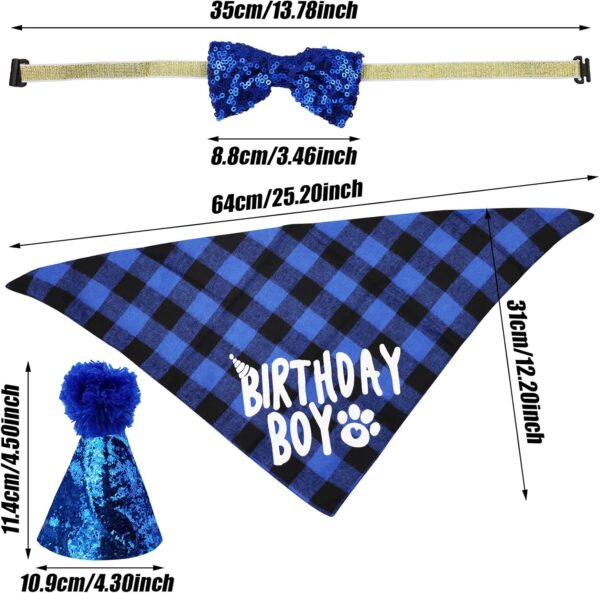 Dog Birthday Bandana Hat Bow Tie Set, Pets Birthday Party Supplies, Dog Birthday Bandana Dog Birthday Hat Dog Bow Tie, Birthday Decorations Great Puppy Dog Birthday Outfit Boy - Image 2