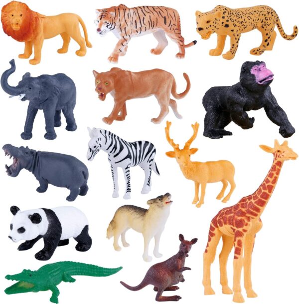 INNOCHEER Safari Animals Figures Toys, Realistic Wild Zoo Animals Figurines with Play Mat, Large Jungle Animals Playset with Elephant, Giraffe, Lion, Tiger, Gorilla Panda...for Kids Toddlers, Gift Set - Image 3