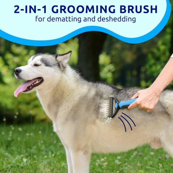 Pat Your Pet Cat & Dog Brush - Double Sided Undercoat Rake - Grooming and Deshedding Tool for Dogs and Cats with Medium or Long Hair - Image 3