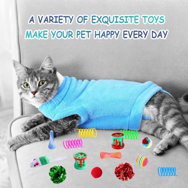 32 Pcs Cat Interactive Toys Indoor Cat Foldable Tunnel Toy Set, Cat Toy Tunnel, Plush Balls, Crinkle Balls, Fluffy Mice, Feather Lures,Cat Teasing Sticks,Cat Toy Supplies - Image 5