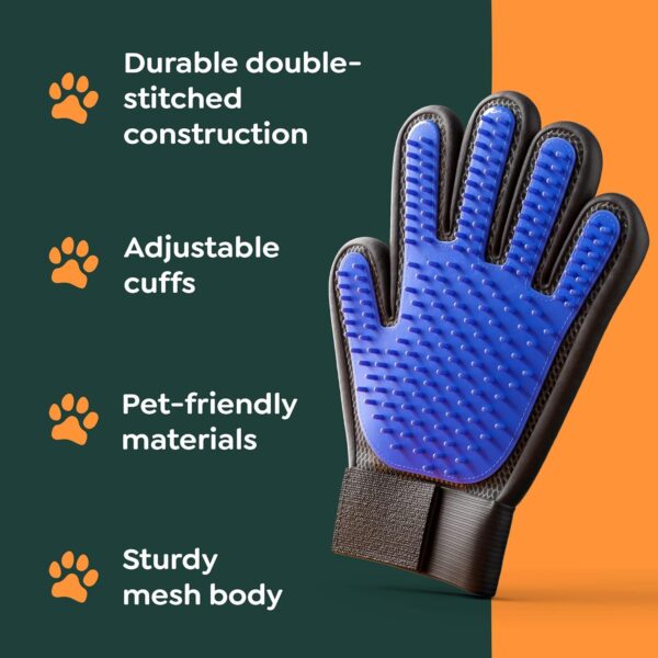 Cat Grooming Glove, Dog Grooming Glove, 2 Pack Velcro Cuff Pet Grooming Glove, Hair & Fur Remover for Cats Brush Gloves, Grooming Mitt, Grooming Gloves for Short Medium Long Hair - Image 2