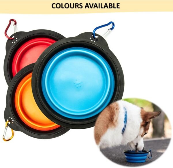 Portable Dog & Cat Bowl COLLAPSIBLE Dog Bowl Travel Dog Bowl with Clip Dog Camping Accessories Outdoor Feeding & Watering Supplies for Dogs Cats Foldable (Blue, Round) - Image 4