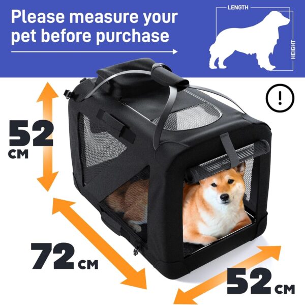 PetProved Dog Travel Crate Dog Carrier Cat Carrier Large Pet Carrier for Medium Dogs Puppy Carrier Soft Fabric Dog Car Crate Collapsible for Car - Image 4