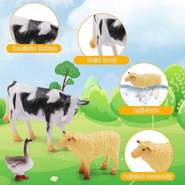 12 Pieces Farm Animal Toys, Mini Farm Animal Figurines Realistic Jungle Farm Animal Figurines Animal Toys Playset Party Favors Bath Toys Safari Animals Figures Little People Farm for Kids - Image 3