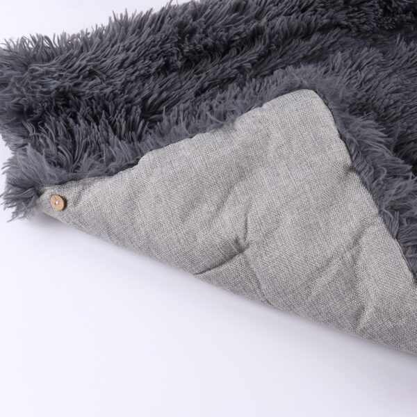 2 in 1 Cat Beds Cat Blankets Fluffy Kitten Bed Cat Cushion Pet Beds for Kitten and Small Dogs Dark Grey - Image 3