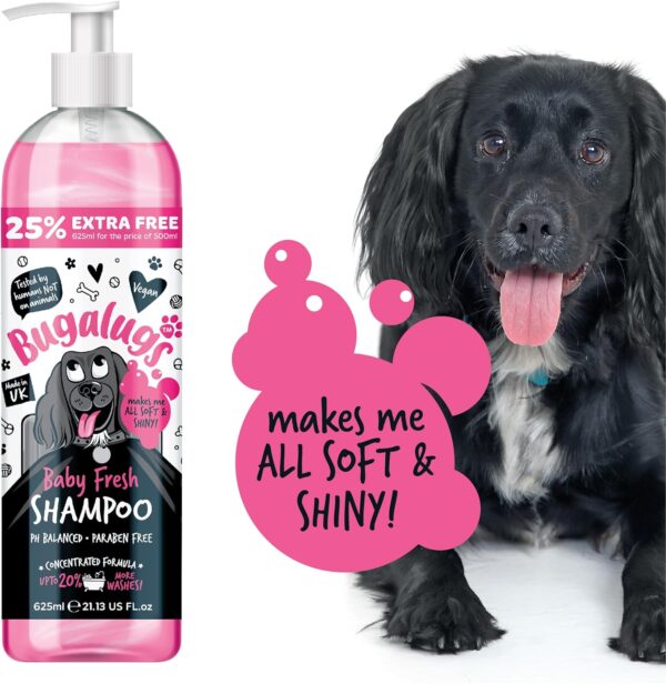 BUGALUGS Baby Fresh Dog Shampoo dog grooming shampoo products for smelly dogs with baby powder scent, best puppy shampoo baby fresh, shampoo conditioner, Vegan pet shampoo professional (625ml) - Image 9