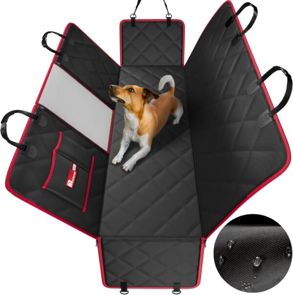 Dog Hammock for Car Back seat with Mesh Visual Window, Side Flaps with Zipper, Padded 4 Layers Waterproof Heavy Duty Hammock with Storage Bag, Scratch Proof Nonslip Pet Car Seat Cover - Image 2