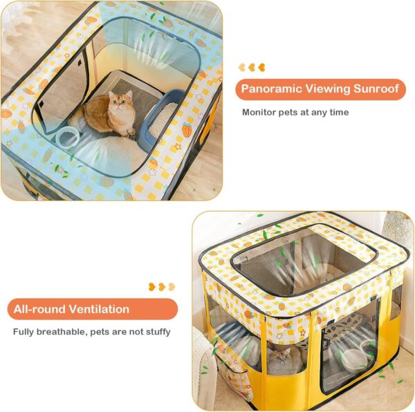 ALLSOPETS Foldable Pet Pen Dog Crate Portable Playpen for Dog Puppy Cats Top Removable Zipper Mesh Dog Cat Tent Kennel for Indoor Outdoor Travel Camping Use with Free Carrying Case (Yellow A,M) - Image 4